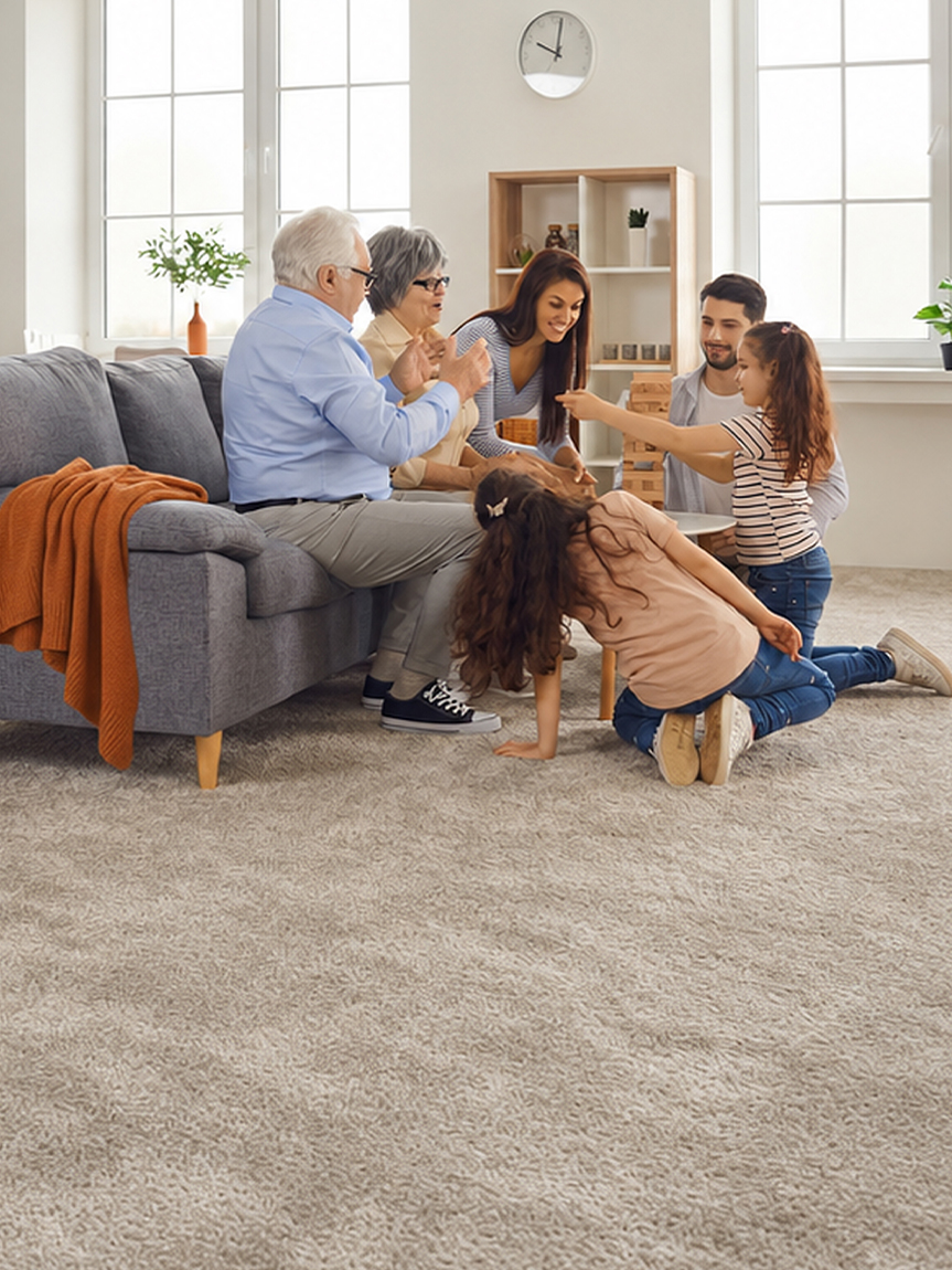 Dad dancing on newly installed hardwood flooring by Flooring America