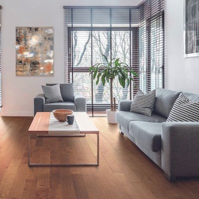 hardwood floors in a charming living room